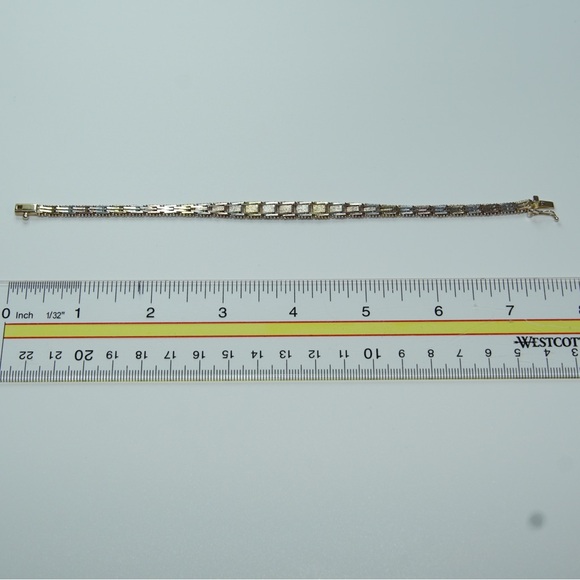 Vintage Sterling Silver Tri-Color Graduated RICCIO Bracelet MADE IN ITALY 925 - Picture 7 of 7